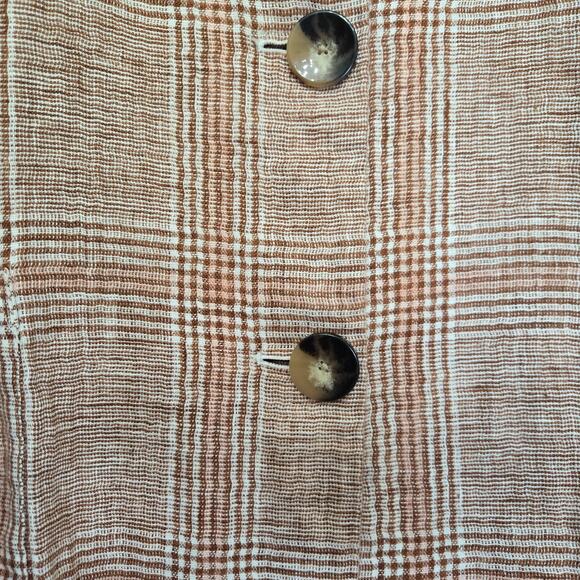 J.Jill Women Harper Henna Linen Prep Classic Boyfriend Oversized Plaid Blazer XL - Picture 4 of 12